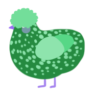 A viridian and spring chicken with a speckle pattern