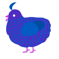 A indigo and ultramarine chicken with a lace pattern
