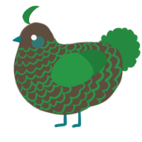 A bark and viridian chicken with a lace pattern