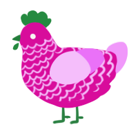 Strawberry, a fuchsia and lavender chicken with a lace pattern