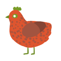 A vermilion and russet chicken with a speckle pattern