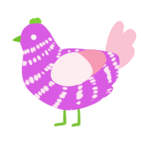A orchid and rose chicken with a bar pattern