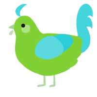 A grass and aqua chicken
