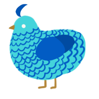 A aqua and ultramarine chicken with a lace pattern