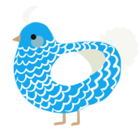 A sky and white chicken with a lace pattern