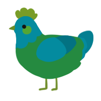 A viridian and sea chicken with a head pattern