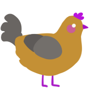 Humungousaur, a gold and grey chicken