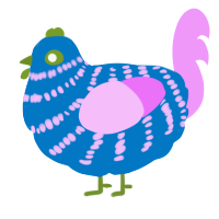 A sapphire and lavender chicken with a bar pattern