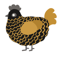 A sable and gold chicken with a lace pattern
