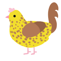 A yellow and brown chicken with a speckle pattern