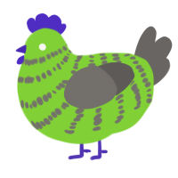 A grass and grey chicken with a bar pattern