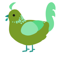 A chartreuse and spring chicken with a neck-speckle pattern