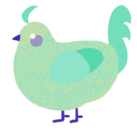 A gluppy and mint chicken with a double-lace pattern