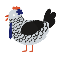 Floor, a mist and sable chicken with a lace pattern