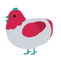 snowcone, a mist and crimson chicken with a head pattern