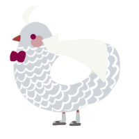 A mist and white chicken with a lace pattern