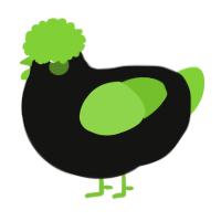 A black and grass chicken