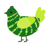 Broccoli, a leaf and lime chicken with a bar pattern