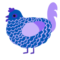 A ultramarine and lilac chicken with a lace pattern