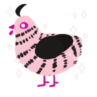 A rose and sable chicken with a bar pattern