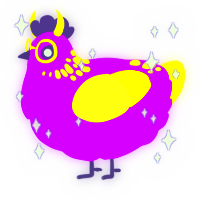 A amethyst and yellow chicken with a neck-speckle pattern