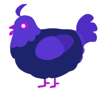 A navy and indigo chicken with a head pattern