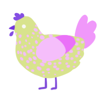 A lemon and lavender chicken with a speckle pattern