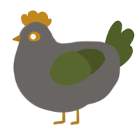 A grey and olive chicken