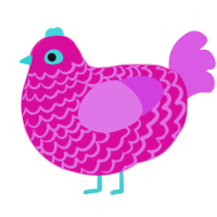 Strawberry Drink, a fuchsia and orchid chicken with a lace pattern