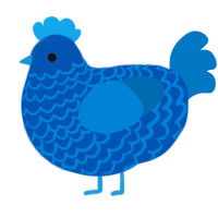 A ultramarine and sapphire chicken with a lace pattern