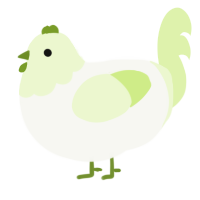 A white and apple chicken with a head pattern