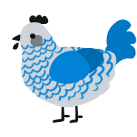 Possibly, a mist and sapphire chicken with a lace pattern