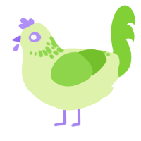 A apple and grass chicken with a neck-speckle pattern