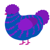 A ultramarine and violet chicken with a bar pattern