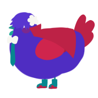 soda pop, a indigo and crimson chicken