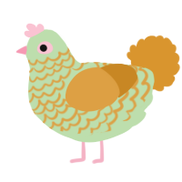 A gluppy and orange chicken with a lace pattern