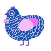 A ultramarine and lavender chicken with a lace pattern