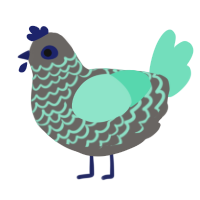 A grey and mint chicken with a lace pattern
