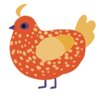 A vermilion and honey chicken with a speckle pattern