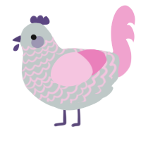 A silver and pink chicken with a lace pattern