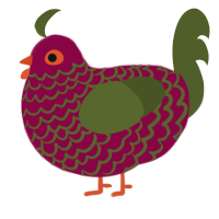 A maroon and olive chicken with a lace pattern