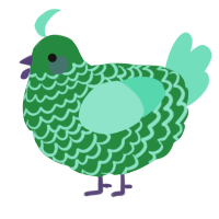 A viridian and mint chicken with a lace pattern
