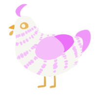 The Cleric, a white and lavender chicken with a bar pattern