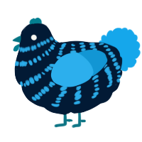 A tumblr and sky chicken with a bar pattern