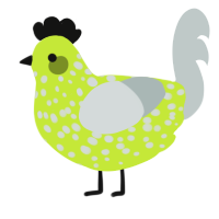 A lime and silver chicken with a speckle pattern