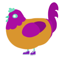 Zoink Blookenstein, a orange and plum chicken with a head pattern