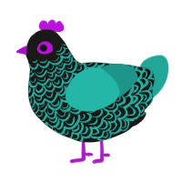 A sable and turquoise chicken with a double-lace pattern