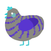 A ash and indigo chicken with a bar pattern