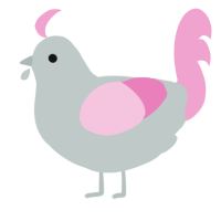 Blänq Canvãssé, a silver and pink chicken