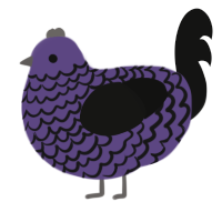 A overcast and black chicken with a lace pattern